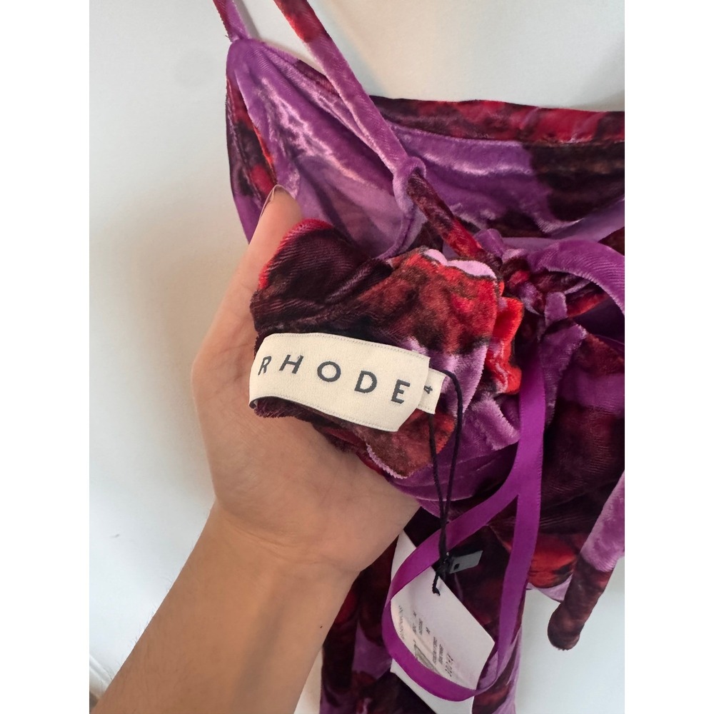 RHODE | Jemima Dress Womens 4 Purple Velvet Burnout Floral Midi Slip Dress NEW - Picture 6 of 6